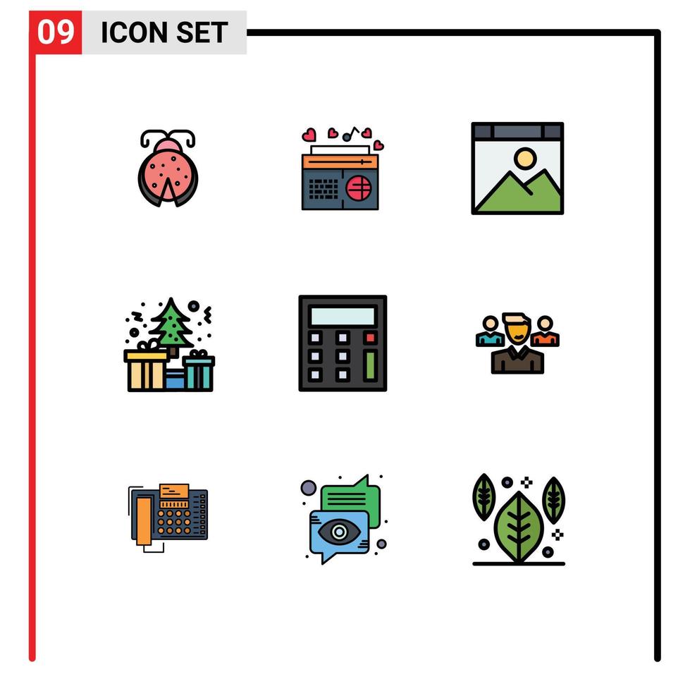 impostato di 9 moderno ui icone simboli segni per calcolare Natale canzoni scatola sito web modificabile vettore design elementi