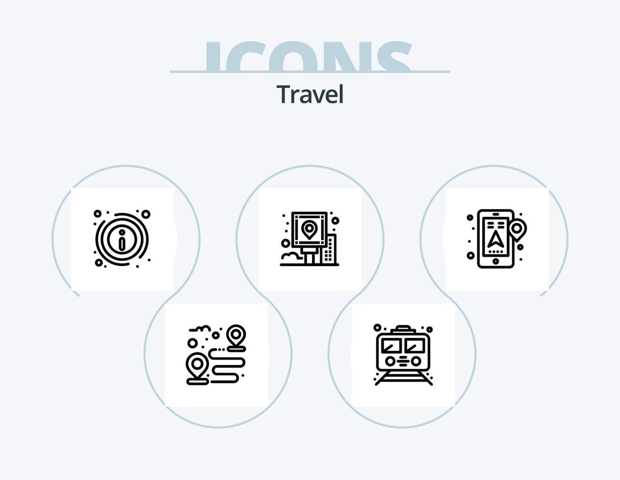 viaggio linea icona imballare 5 icona design. Piano. marchio. riposo. carta geografica. cibo vettore