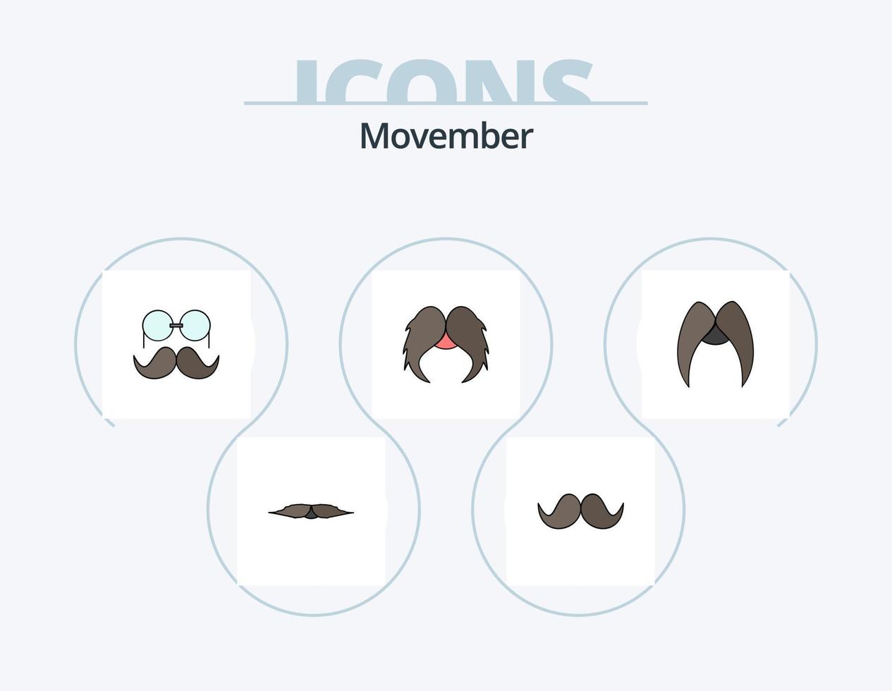 Movember linea pieno icona imballare 5 icona design. . . Santa clausola. uomini. Movember vettore