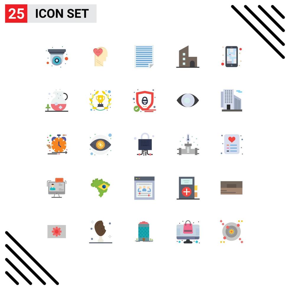 universale icona simboli gruppo di 25 moderno piatto colori di proprietà tenuta dati edificio rapporto modificabile vettore design elementi