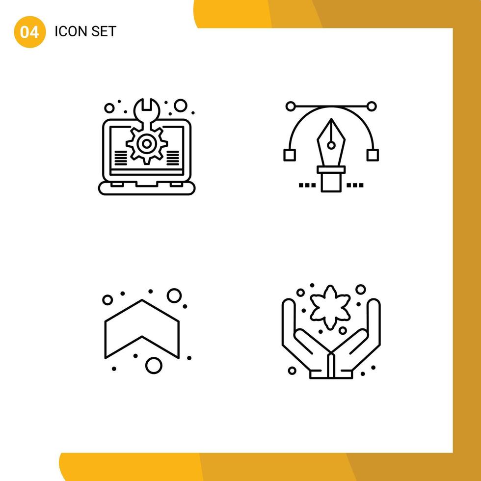gruppo di 4 riga piena piatto colori segni e simboli per creativo freccia ambientazione matita su modificabile vettore design elementi
