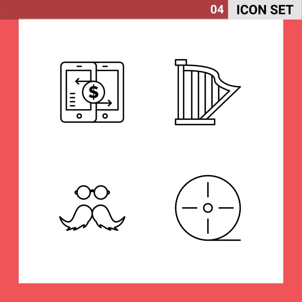 4 linea concetto per siti web mobile e applicazioni mobile suono pari arpa fricchettone modificabile vettore design elementi
