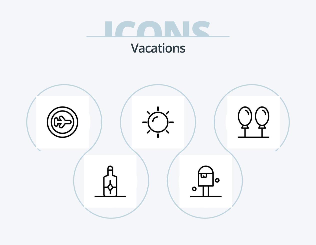 vacanze linea icona imballare 5 icona design. . crema. spiaggia. spiaggia. estate vettore