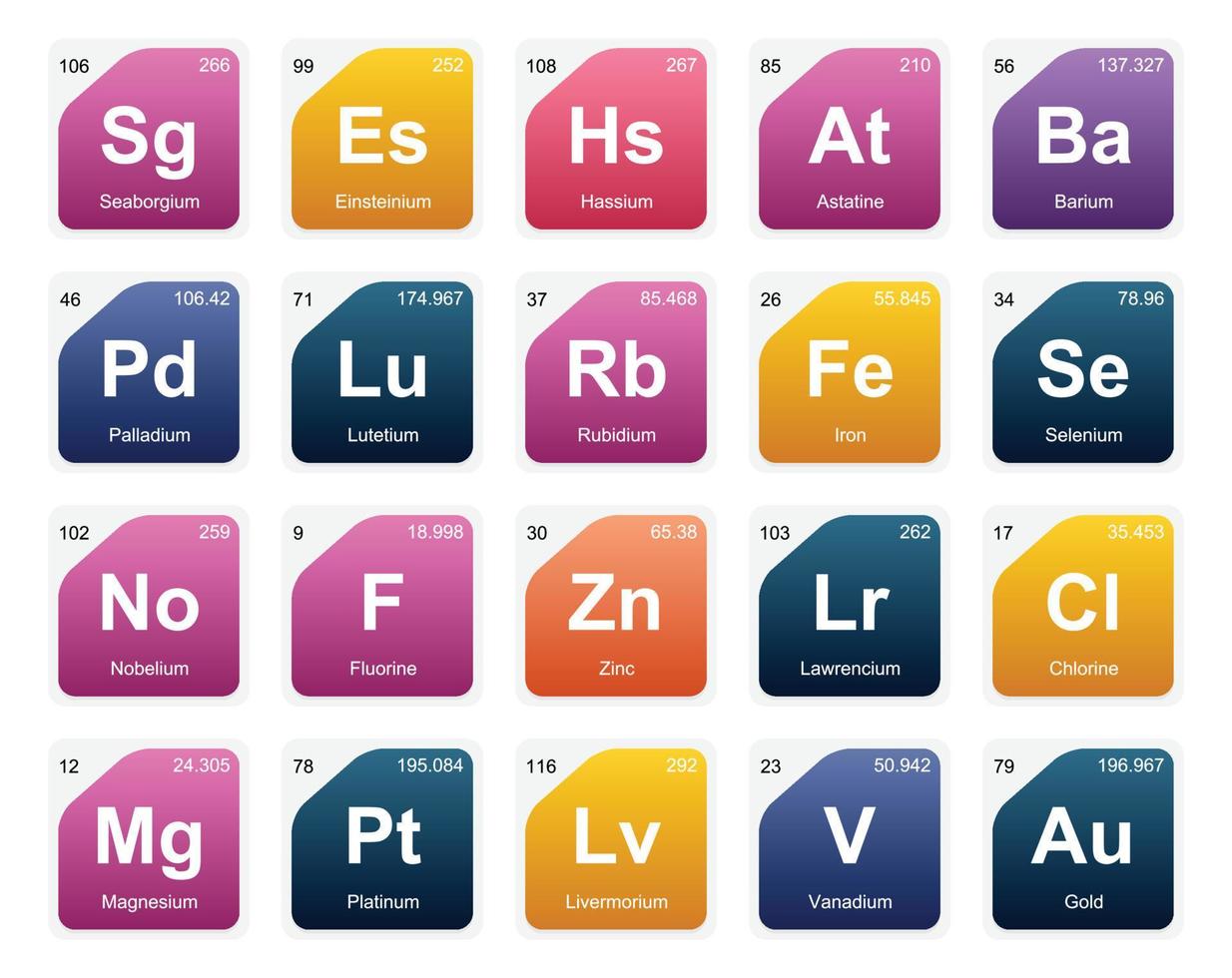 20 preiodico tavolo di il elementi icona imballare design vettore