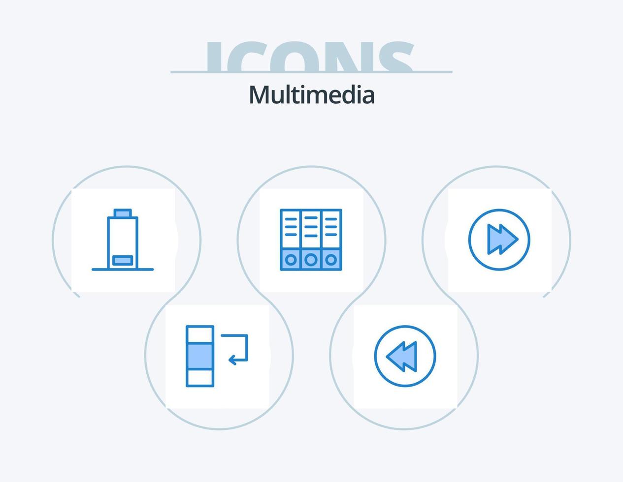 multimedia blu icona imballare 5 icona design. . archivio. multimedia vettore