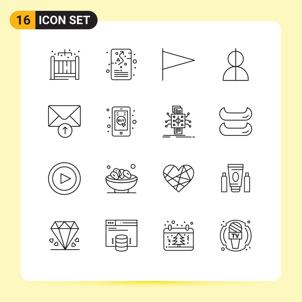 16 utente interfaccia schema imballare di moderno segni e simboli di Messaggio ladro nazione profilo impostore modificabile vettore design elementi