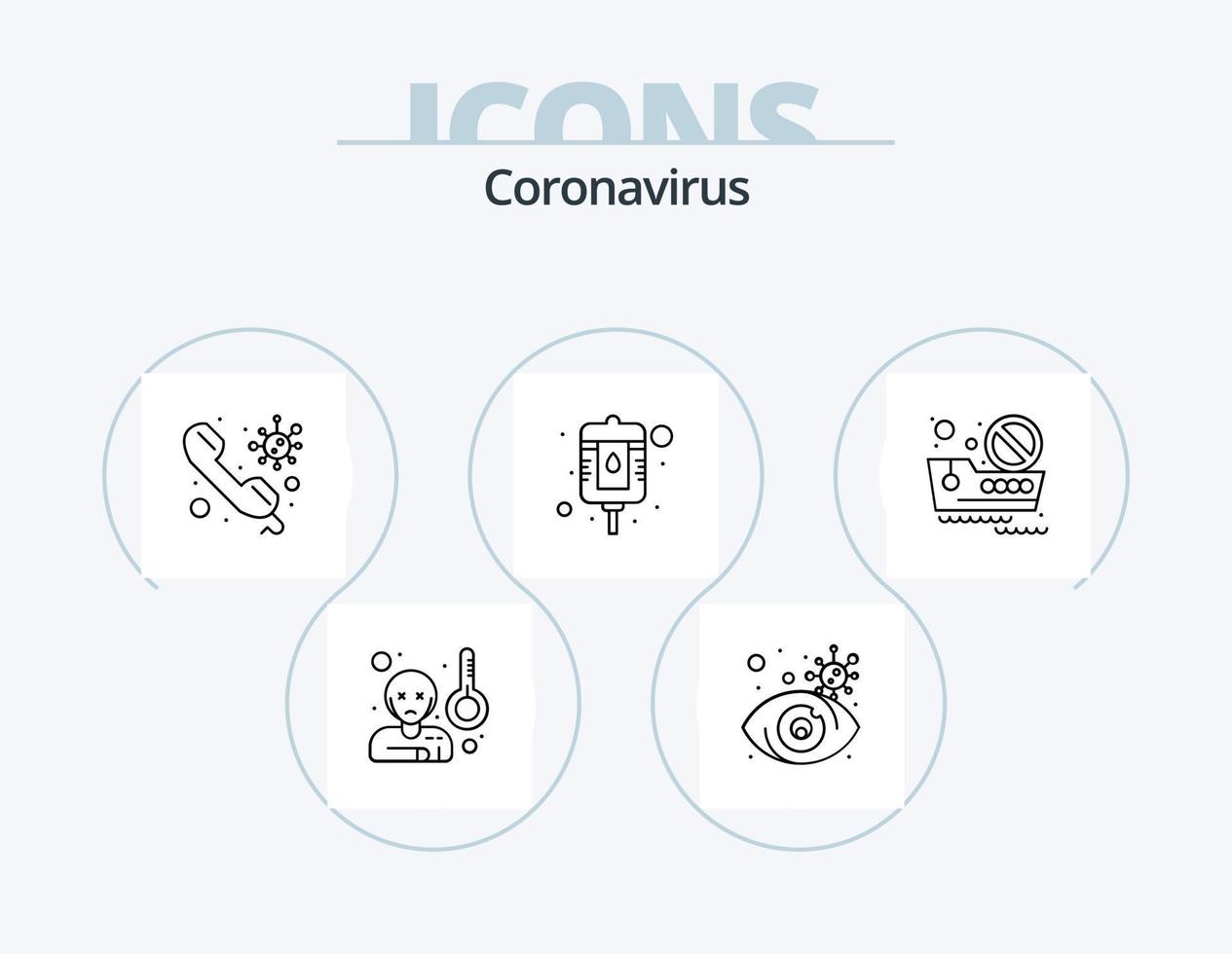 coronavirus linea icona imballare 5 icona design. viaggio. sicuro. Data. protezione. pulito vettore