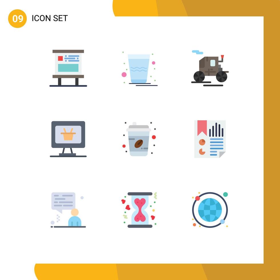 impostato di 9 moderno ui icone simboli segni per tazza caffè grazie carrello tenere sotto controllo modificabile vettore design elementi