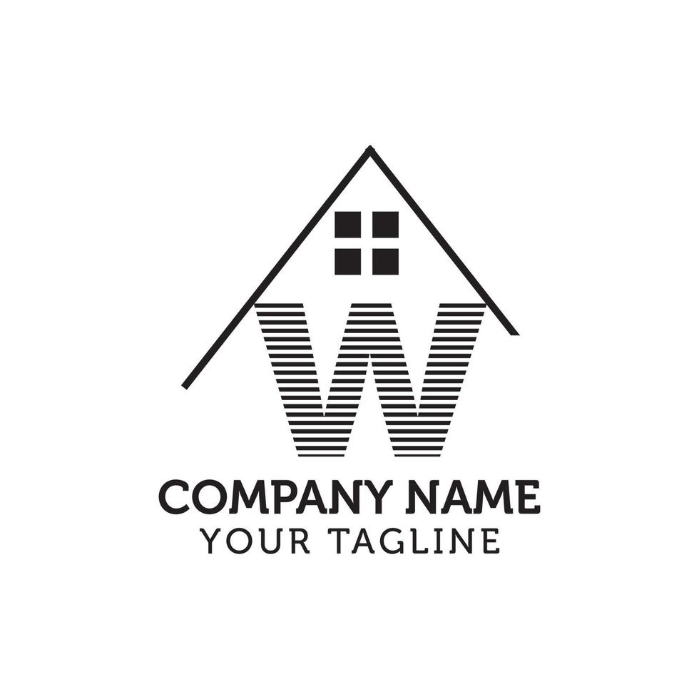logo design di w in vettoriale per edilizia, casa, immobiliare, edilizia, proprietà. modello di progettazione logo professionale alla moda impressionante minimo su sfondo nero.