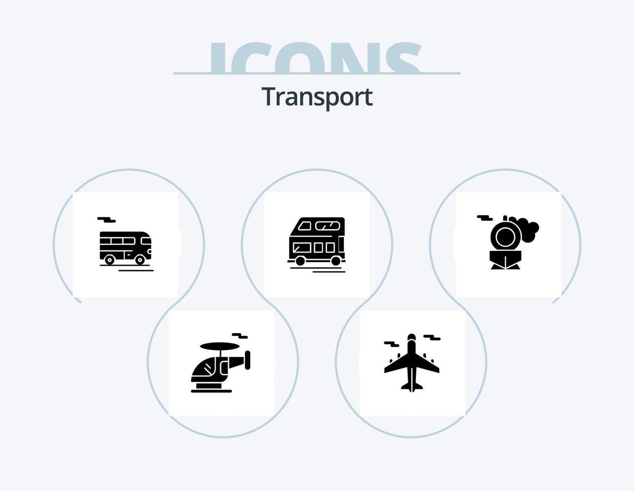 trasporto glifo icona imballare 5 icona design. . allenatore. . treno vettore