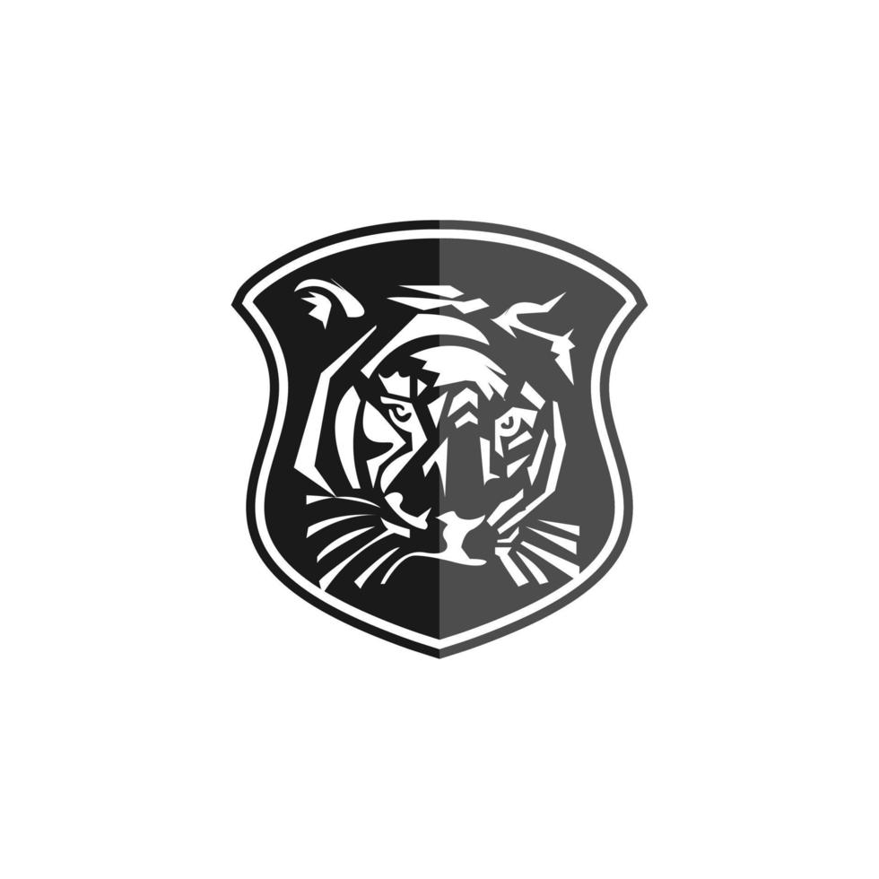 simbolo della mascotte del modello dell'emblema del logo della tigre per il design aziendale o della camicia. elemento di design vintage vettoriale. vettore