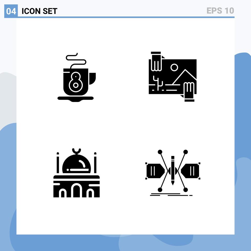 4 tematico vettore solido glifi e modificabile simboli di caffè Islam contributo Immagine musulmano modificabile vettore design elementi