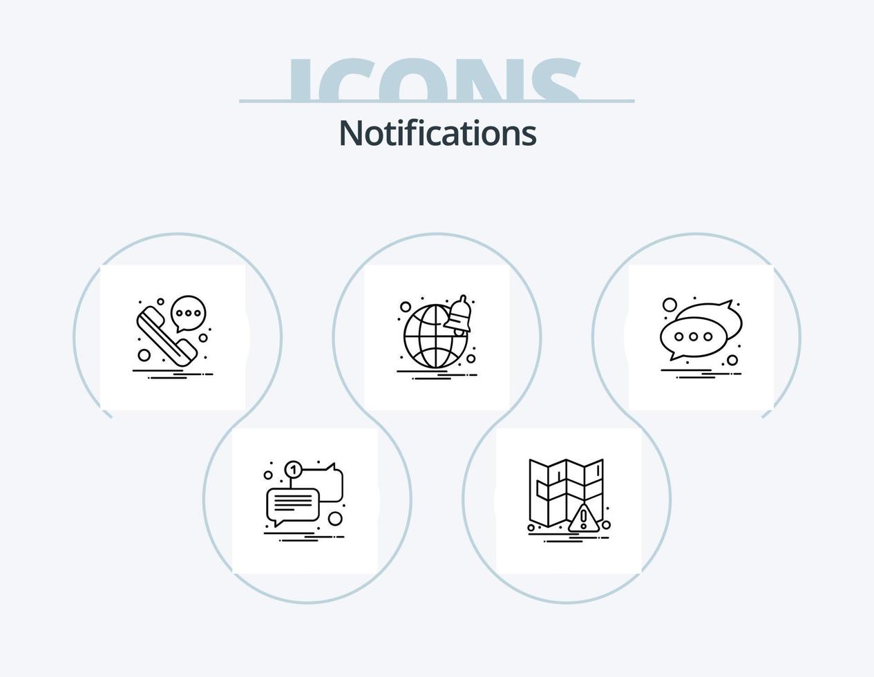 notifiche linea icona imballare 5 icona design. notifica. allarme. Non letto. notificare. campana vettore