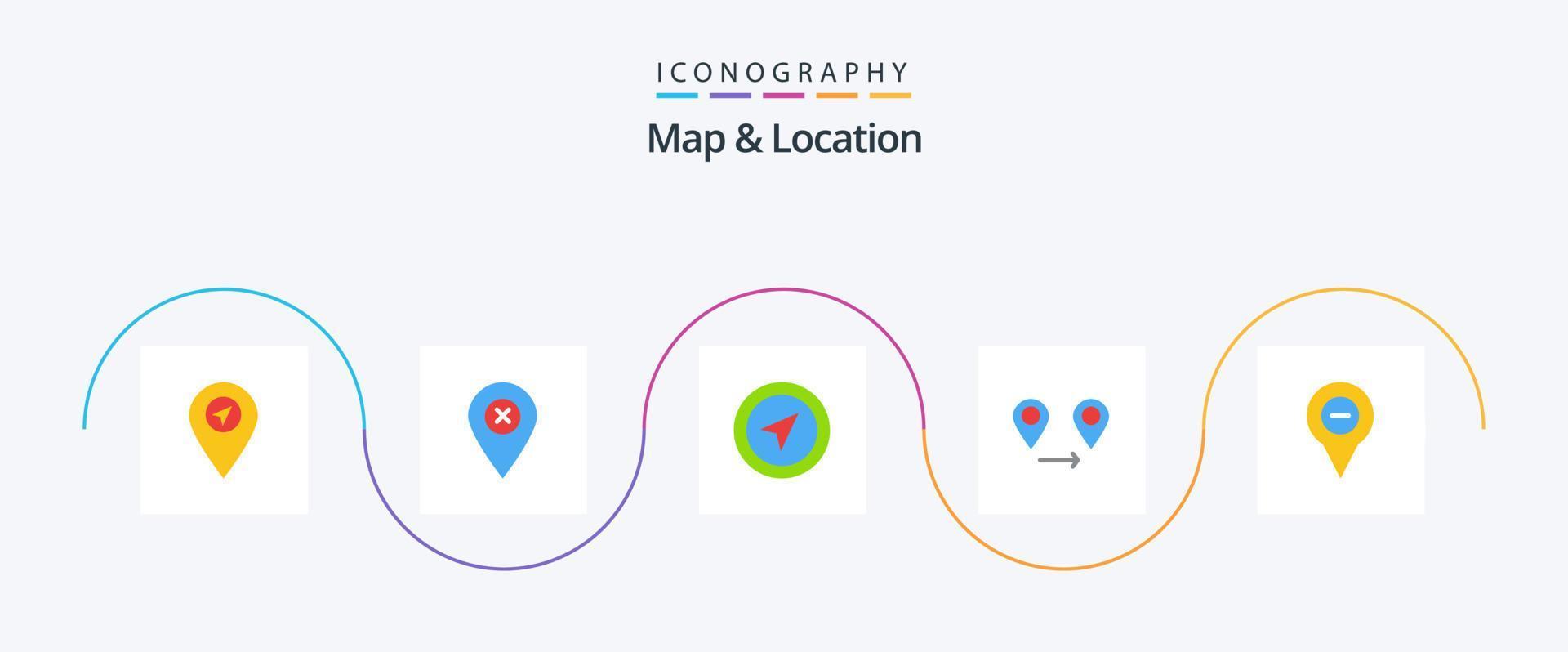 carta geografica e Posizione piatto 5 icona imballare Compreso spillo. carta geografica. carta geografica. Posizione. Posizione vettore
