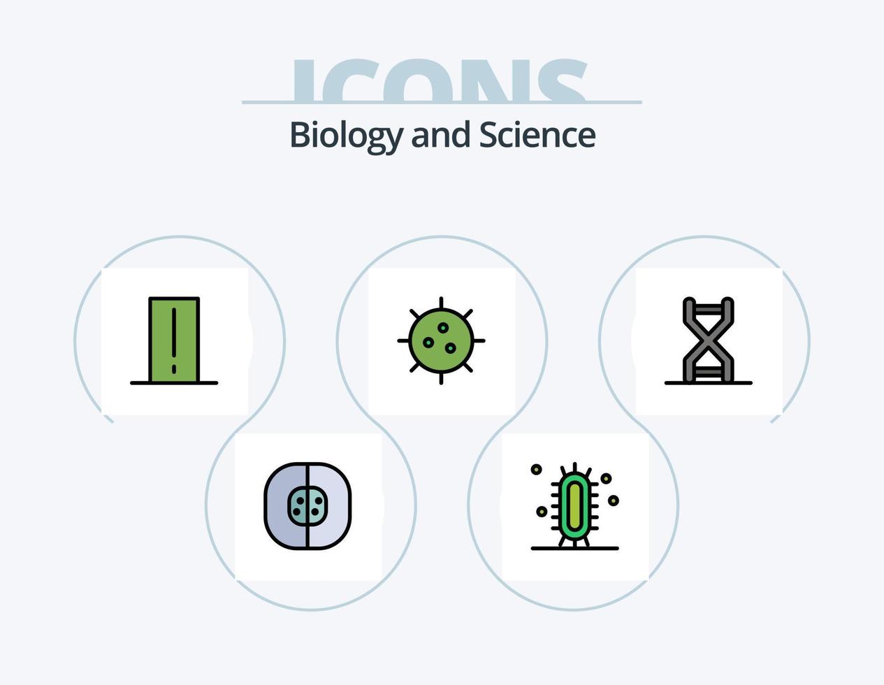 biologia linea pieno icona imballare 5 icona design. leggero met. elettronica. biologia. dispositivo. studia vettore