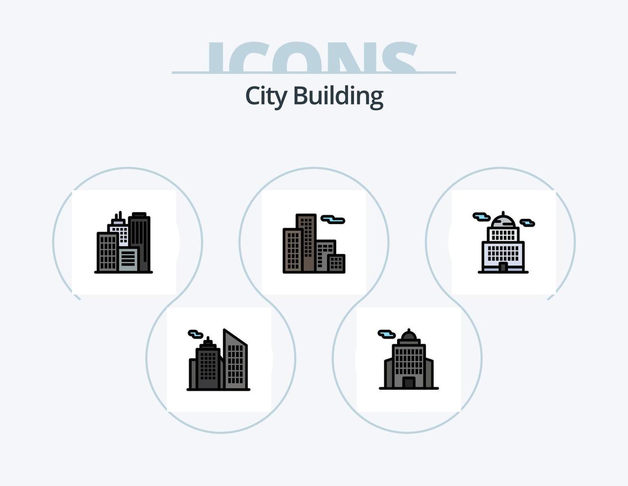città edificio linea pieno icona imballare 5 icona design. . costruzione. ufficio vettore