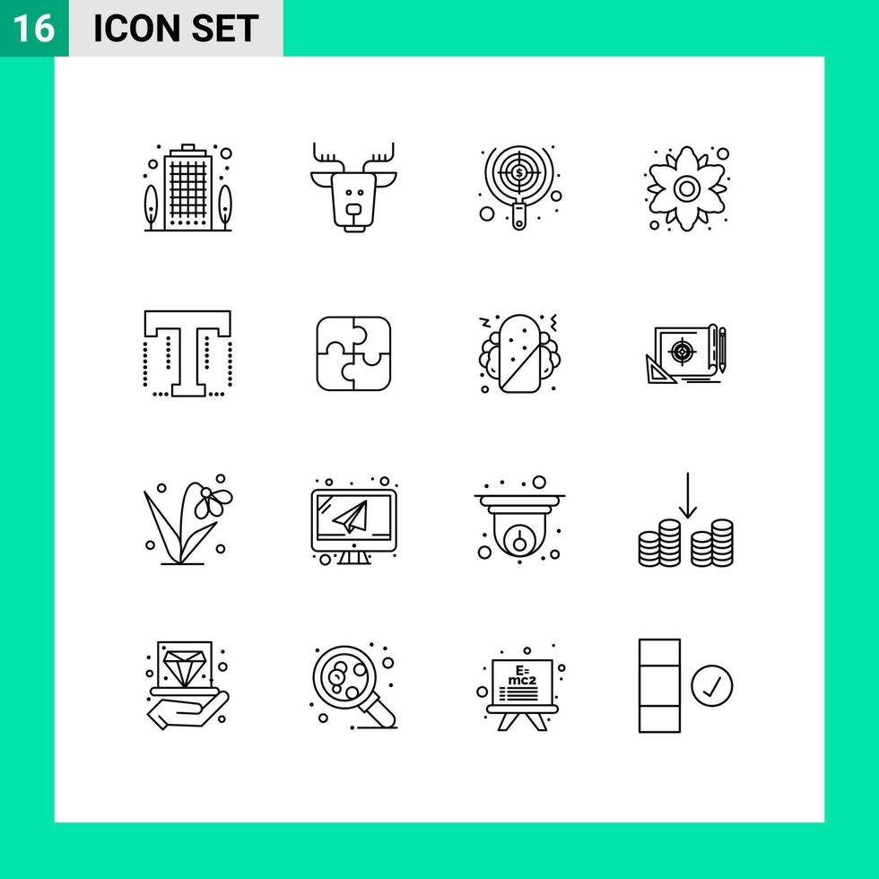 azione vettore icona imballare di 16 linea segni e simboli per font fiore ricerca floreale i soldi modificabile vettore design elementi