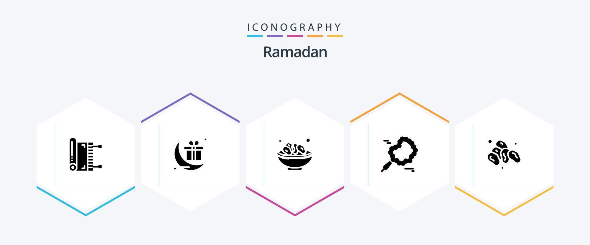 Ramadan 25 glifo icona imballare Compreso . musulmano . celebrazione . Islam . ciotola vettore