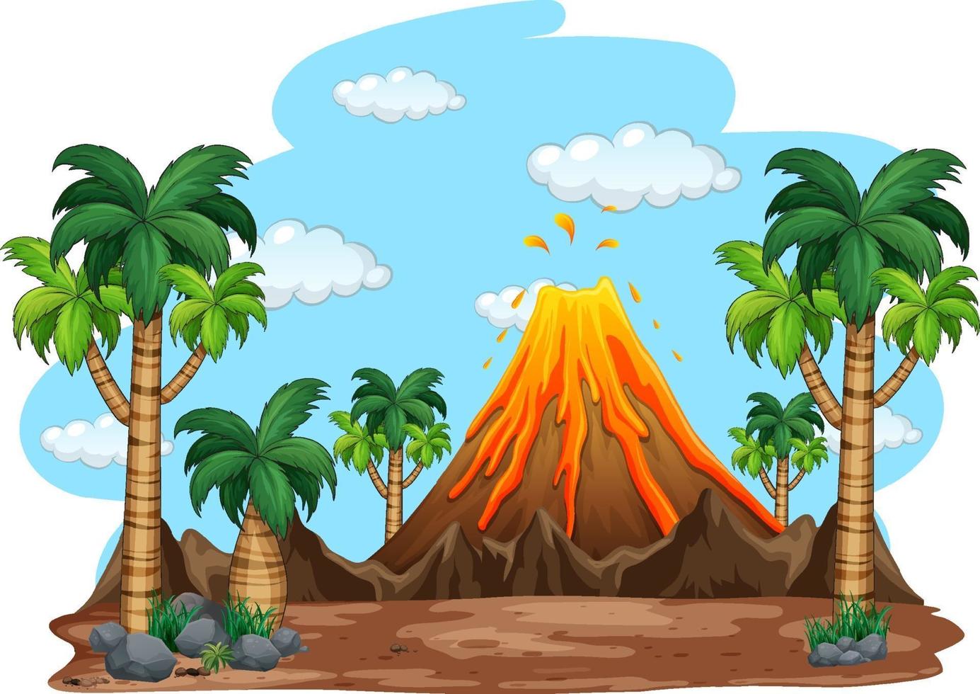sfondo scena all'aperto eruzione vulcanica vettore