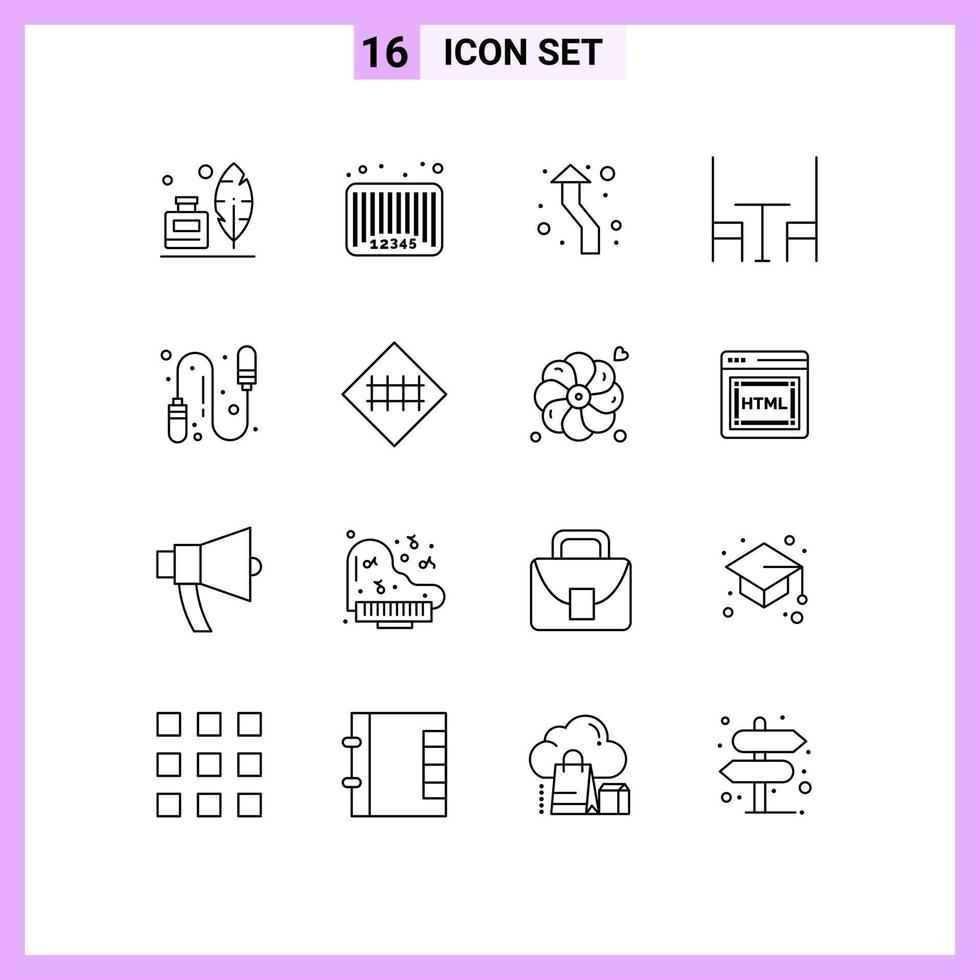16 creativo icone moderno segni e simboli di esercizio interno codice cenare direzione modificabile vettore design elementi