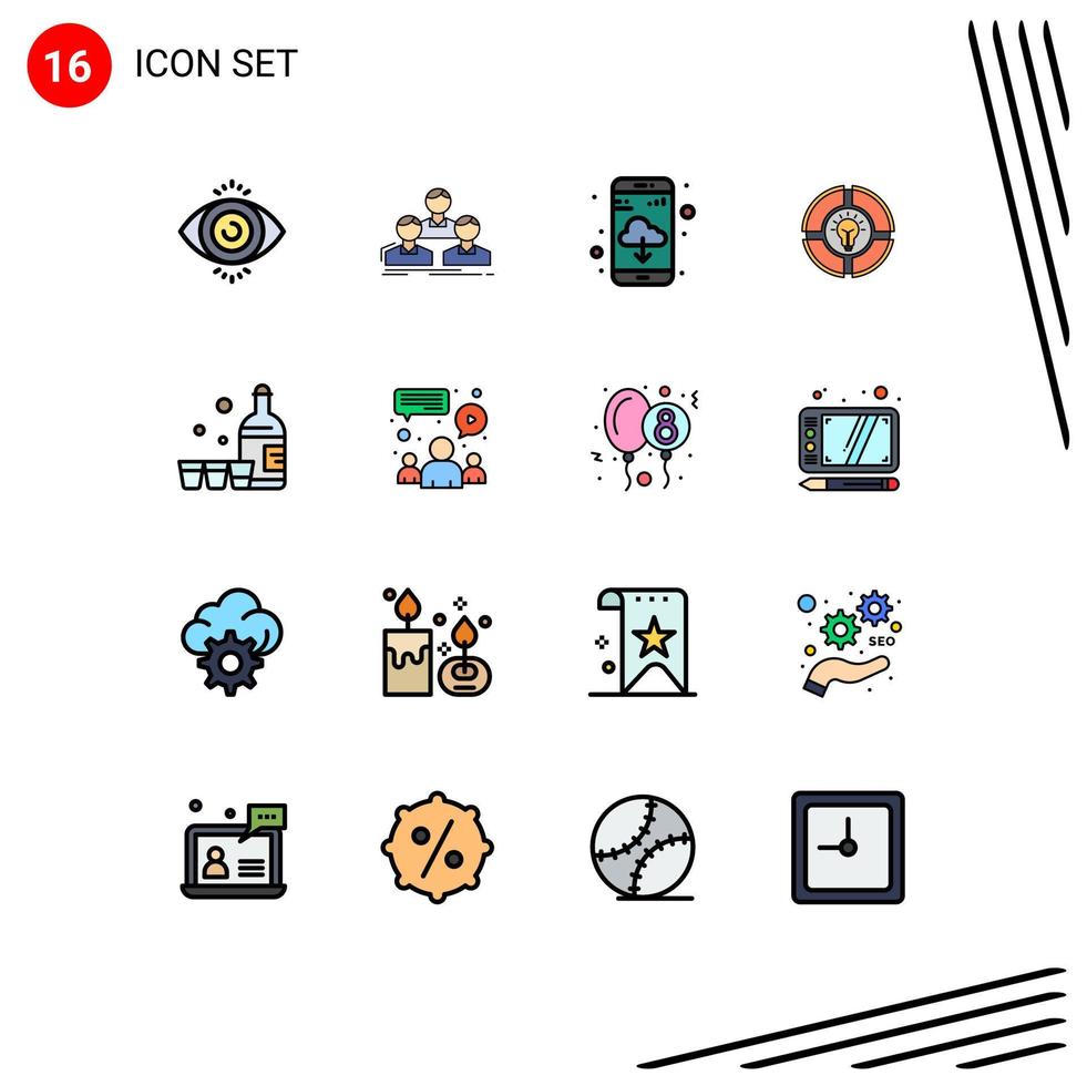 azione vettore icona imballare di 16 linea segni e simboli per bottiglia idea App leggero torta modificabile creativo vettore design elementi