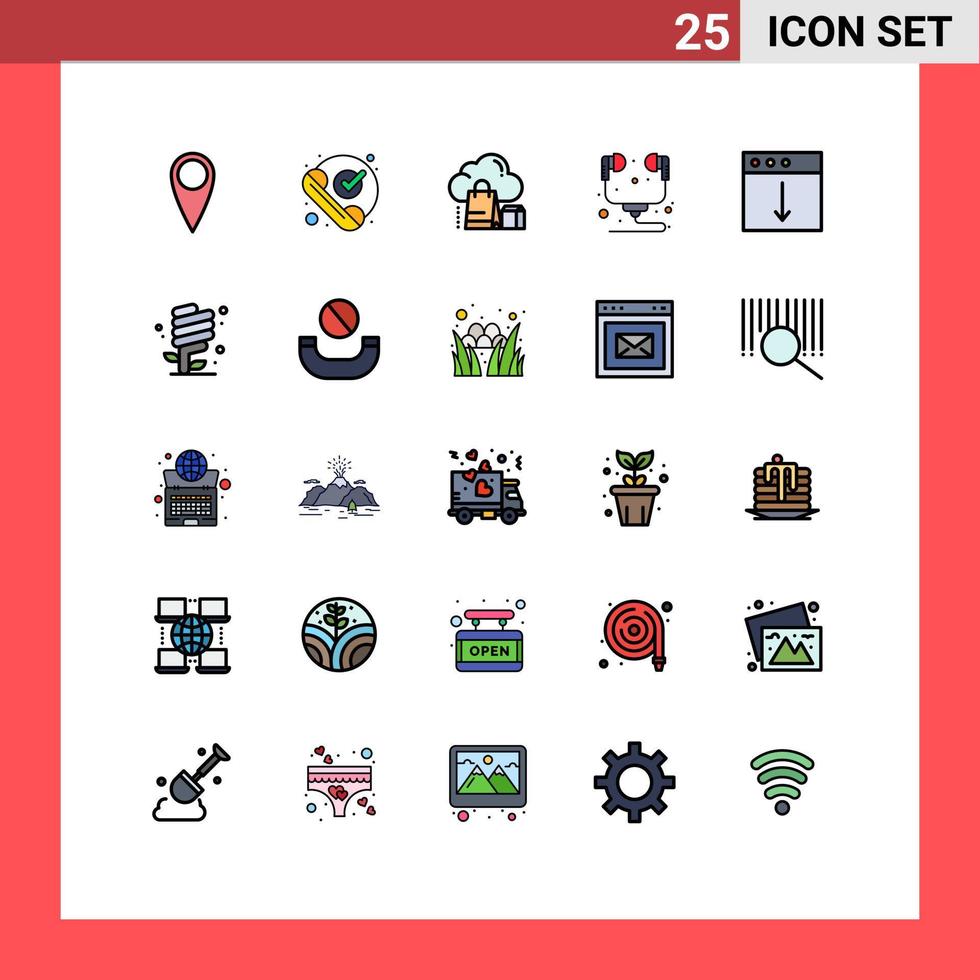 impostato di 25 moderno ui icone simboli segni per Scarica cuffia shopping cuffie computer modificabile vettore design elementi