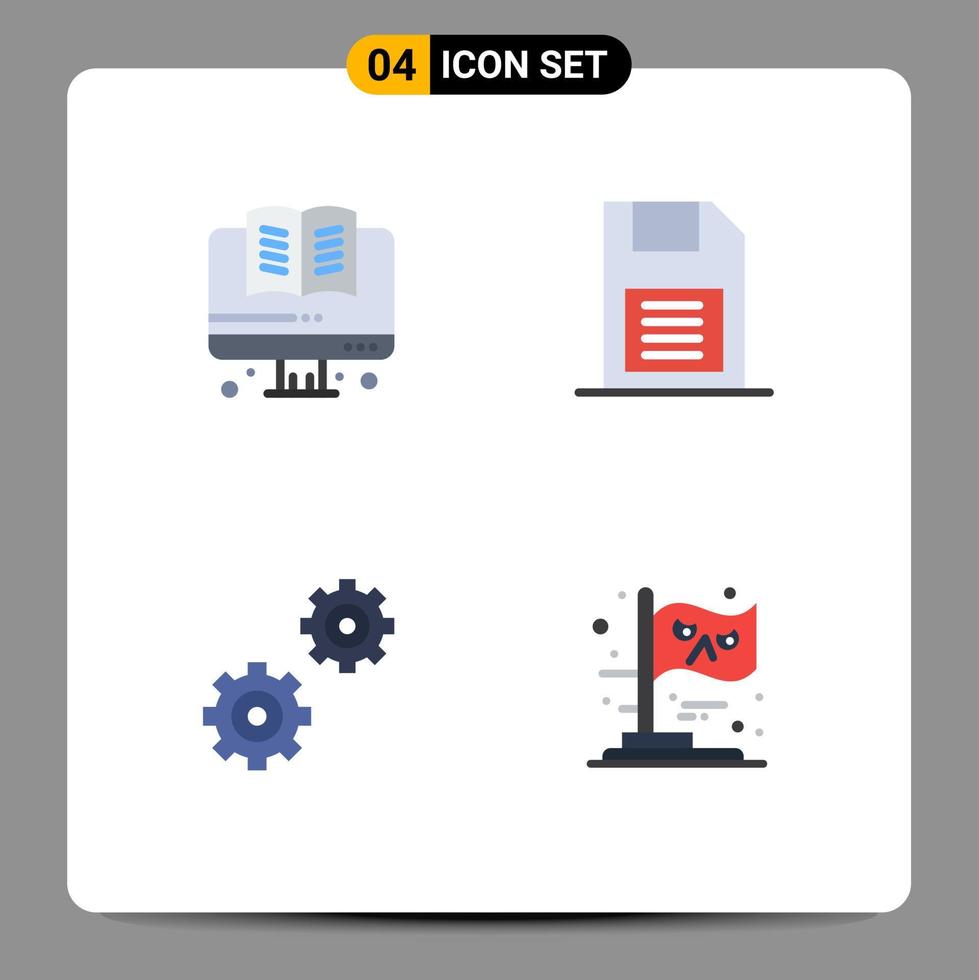 4 piatto icona concetto per siti web mobile e applicazioni in linea ingranaggi memoria carta sd carta bandiera modificabile vettore design elementi