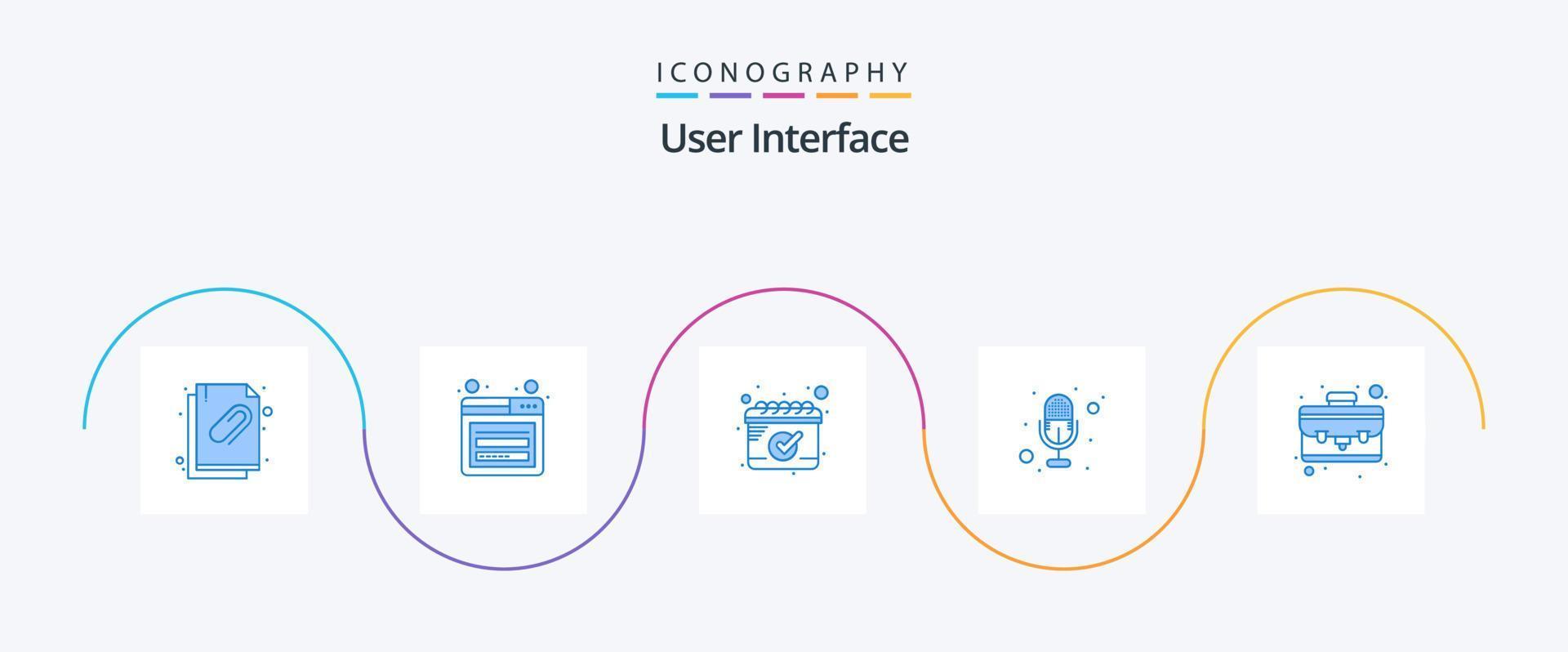 utente interfaccia blu 5 icona imballare Compreso . portafoglio. calendario. Astuccio. registrazione vettore