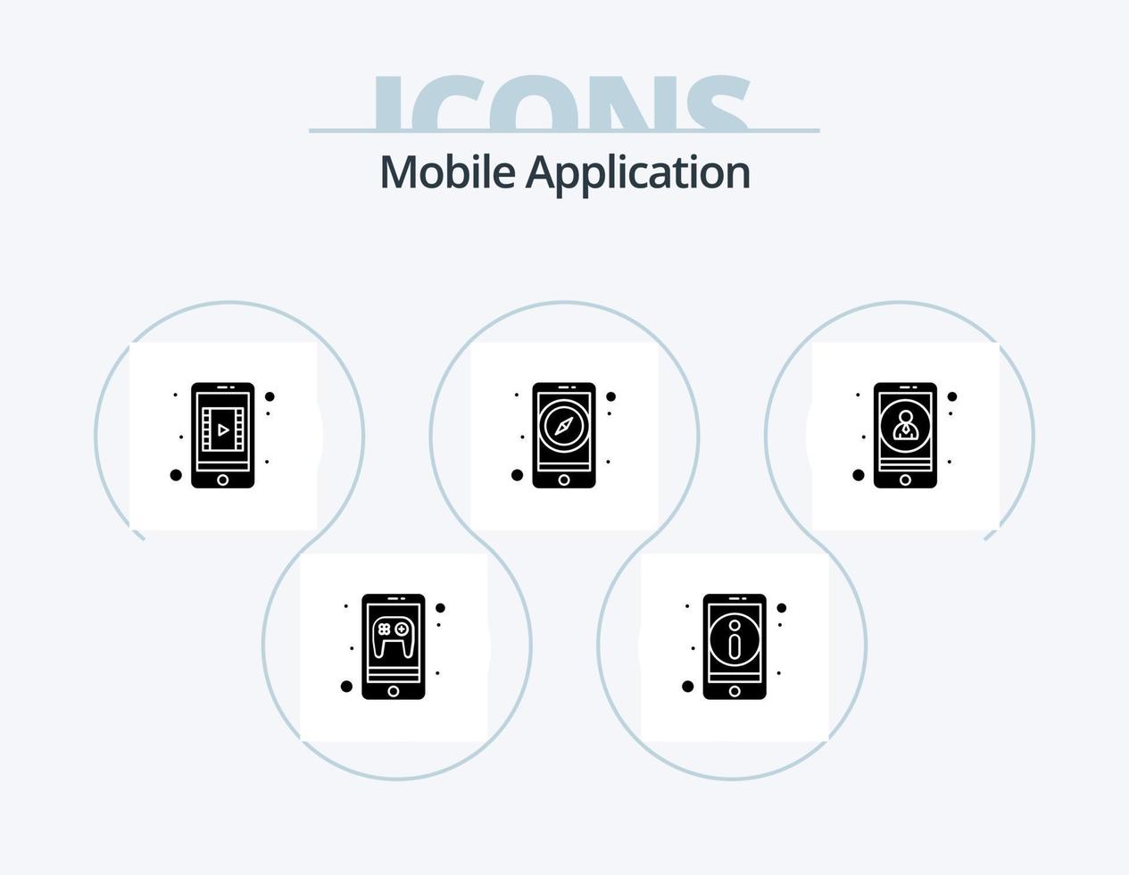 mobile applicazione glifo icona imballare 5 icona design. mobile. navigazione. mobile app. mobile. App vettore