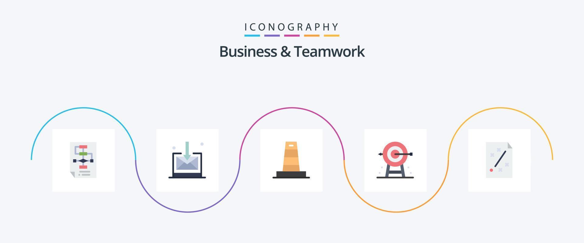attività commerciale e lavoro di squadra piatto 5 icona imballare Compreso pianificazione. aziendale. attività commerciale. sotto vettore