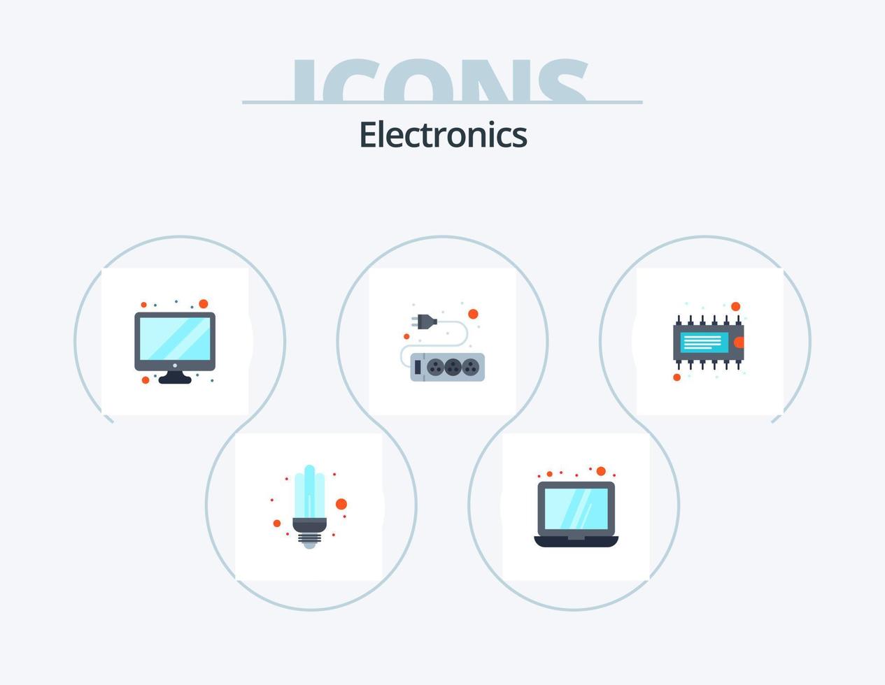 elettronica piatto icona imballare 5 icona design. . elettronico. schermo. dispositivo. presa di corrente vettore