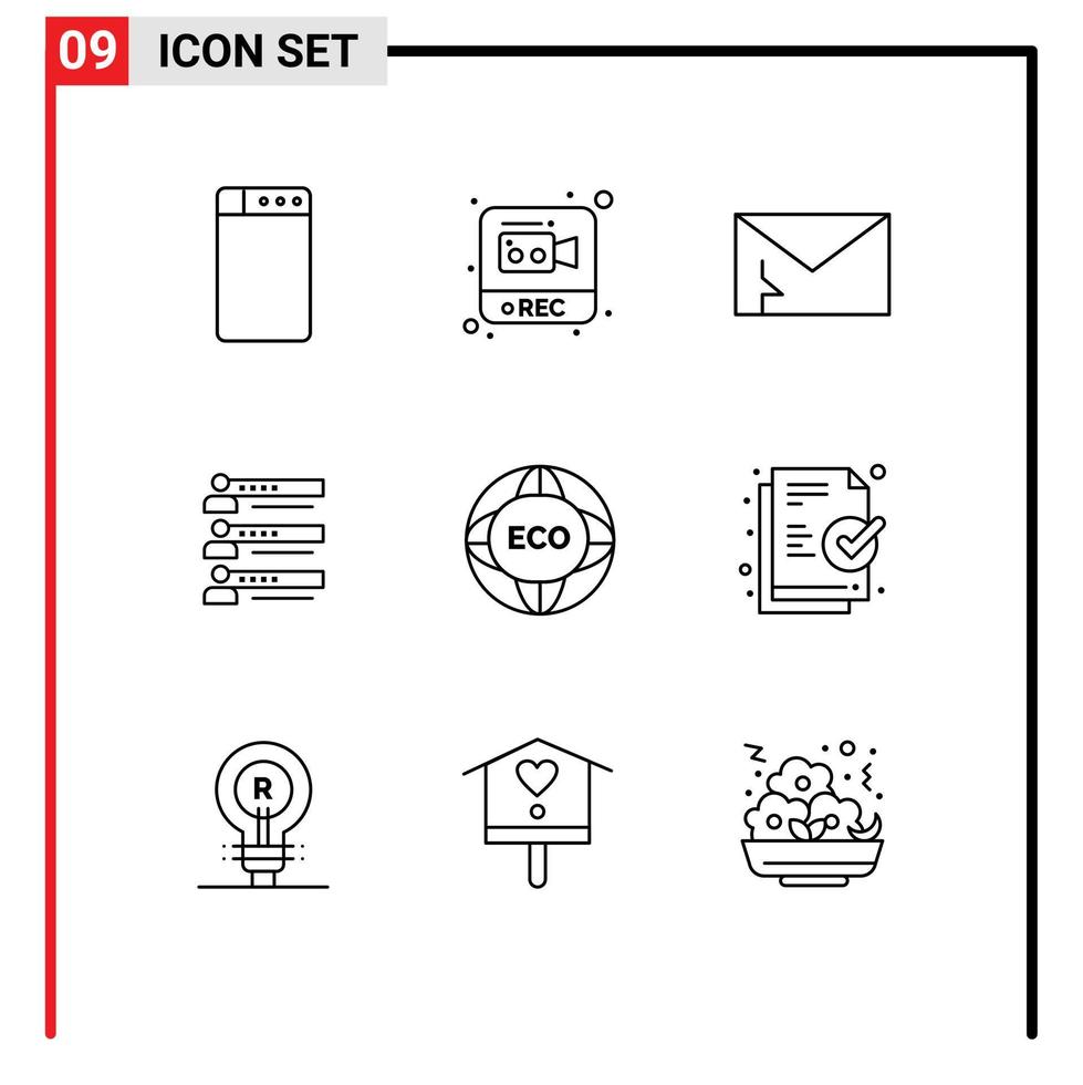 azione vettore icona imballare di 9 linea segni e simboli per squadra impostazioni posta profilo grafici modificabile vettore design elementi