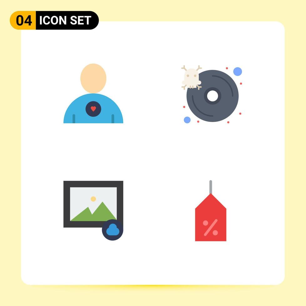 gruppo di 4 piatto icone segni e simboli per preferito foto Banca dati server etichetta modificabile vettore design elementi