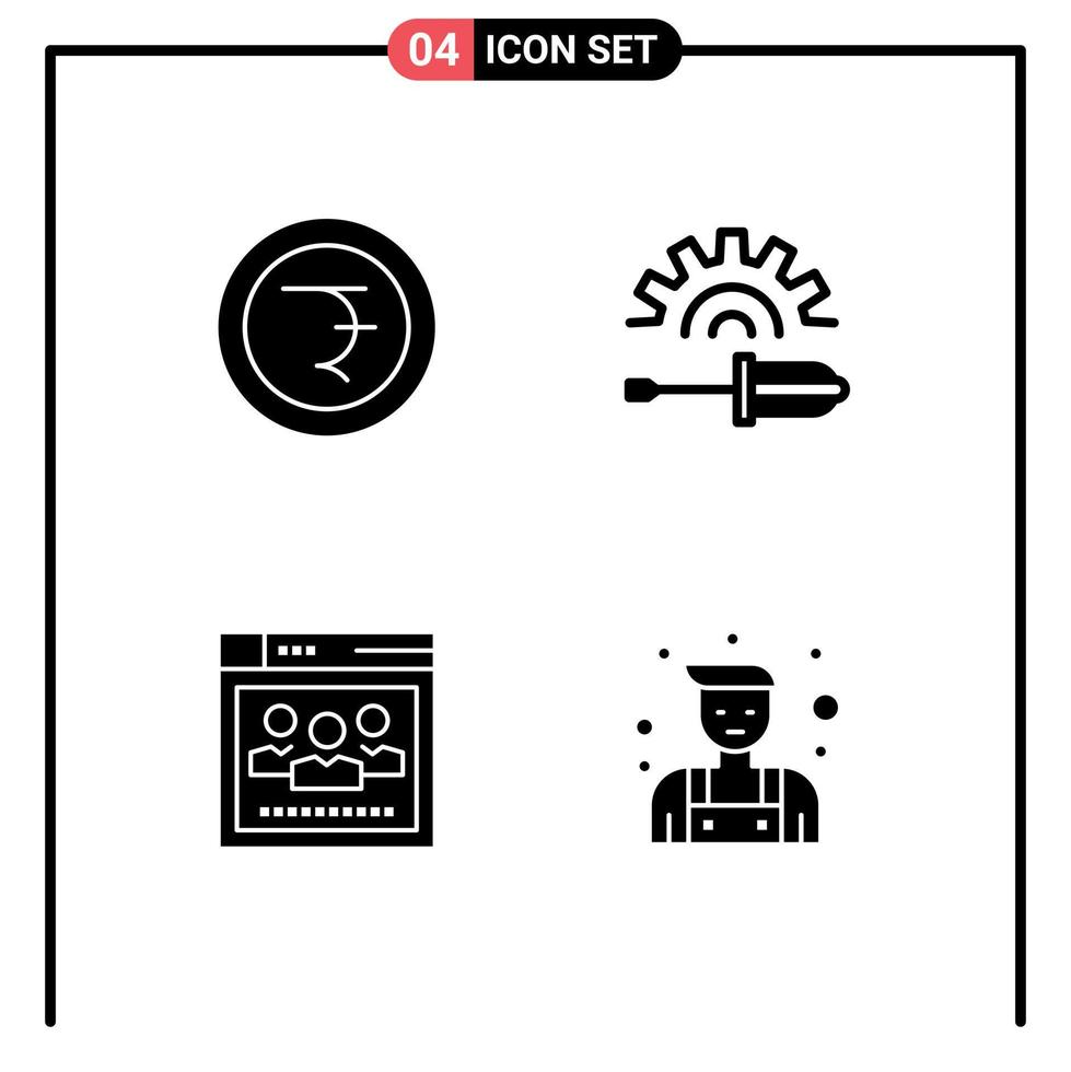 4 creativo icone moderno segni e simboli di moneta ragnatela vite autista attrezzo tuttofare modificabile vettore design elementi