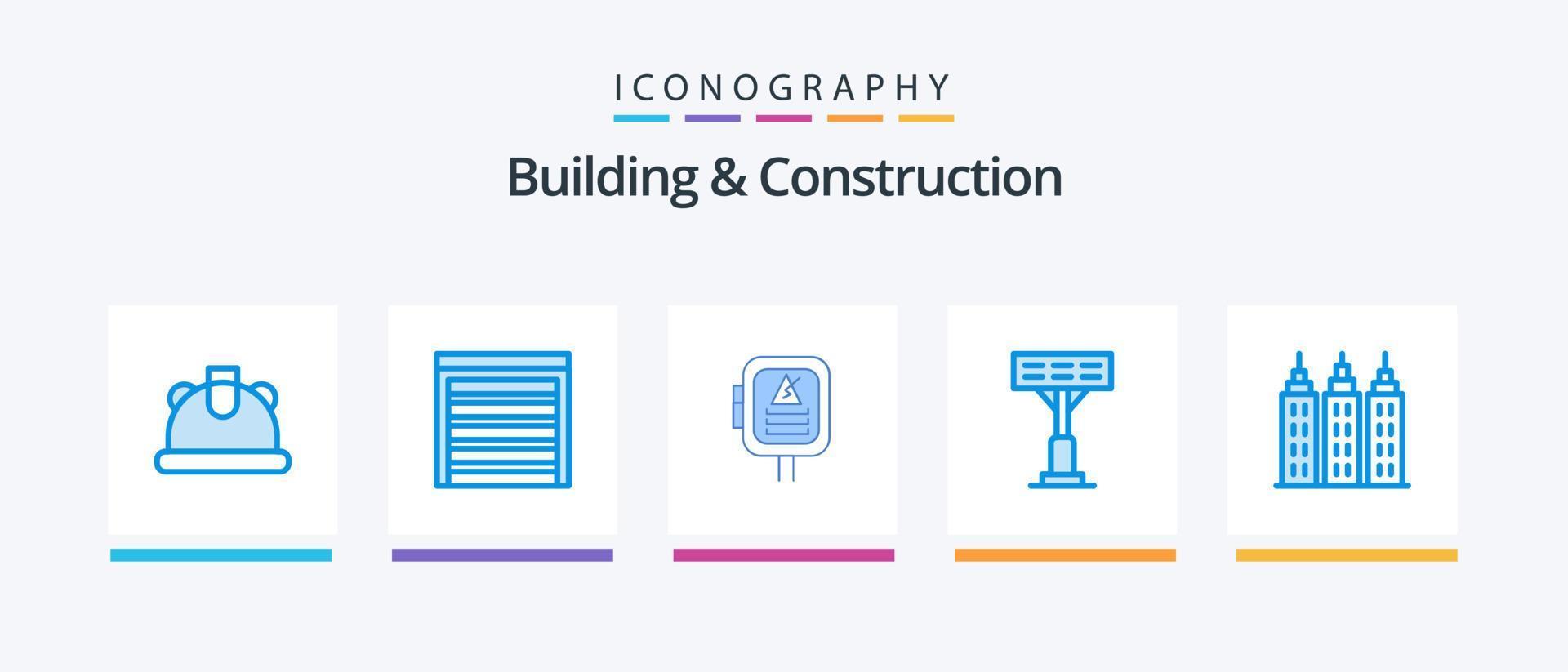 edificio e costruzione blu 5 icona imballare Compreso . costruzione. energia. costruzione. luce. creativo icone design vettore