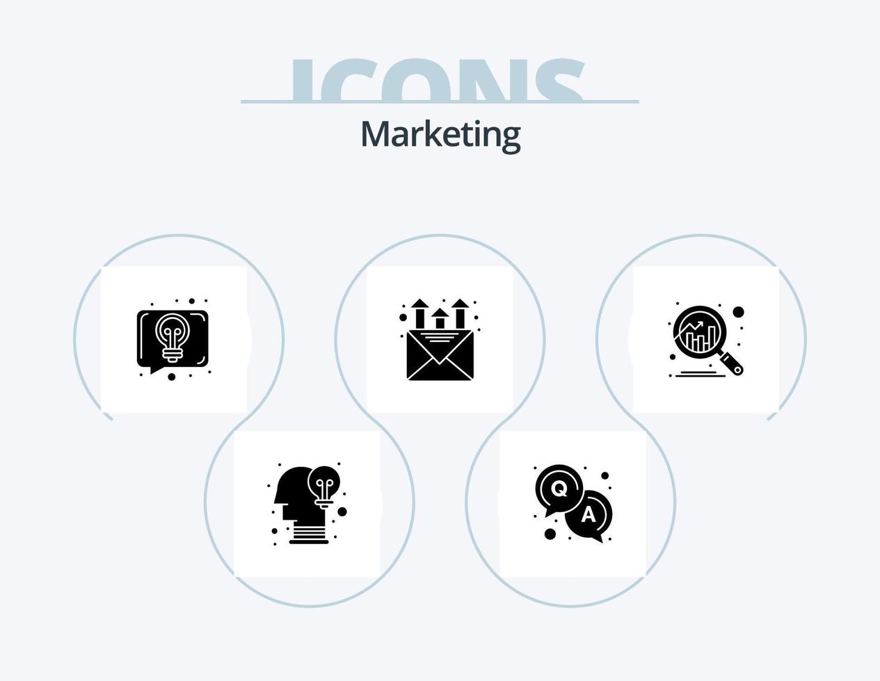 marketing glifo icona imballare 5 icona design. . grafico. discussione. analitica. marketing vettore