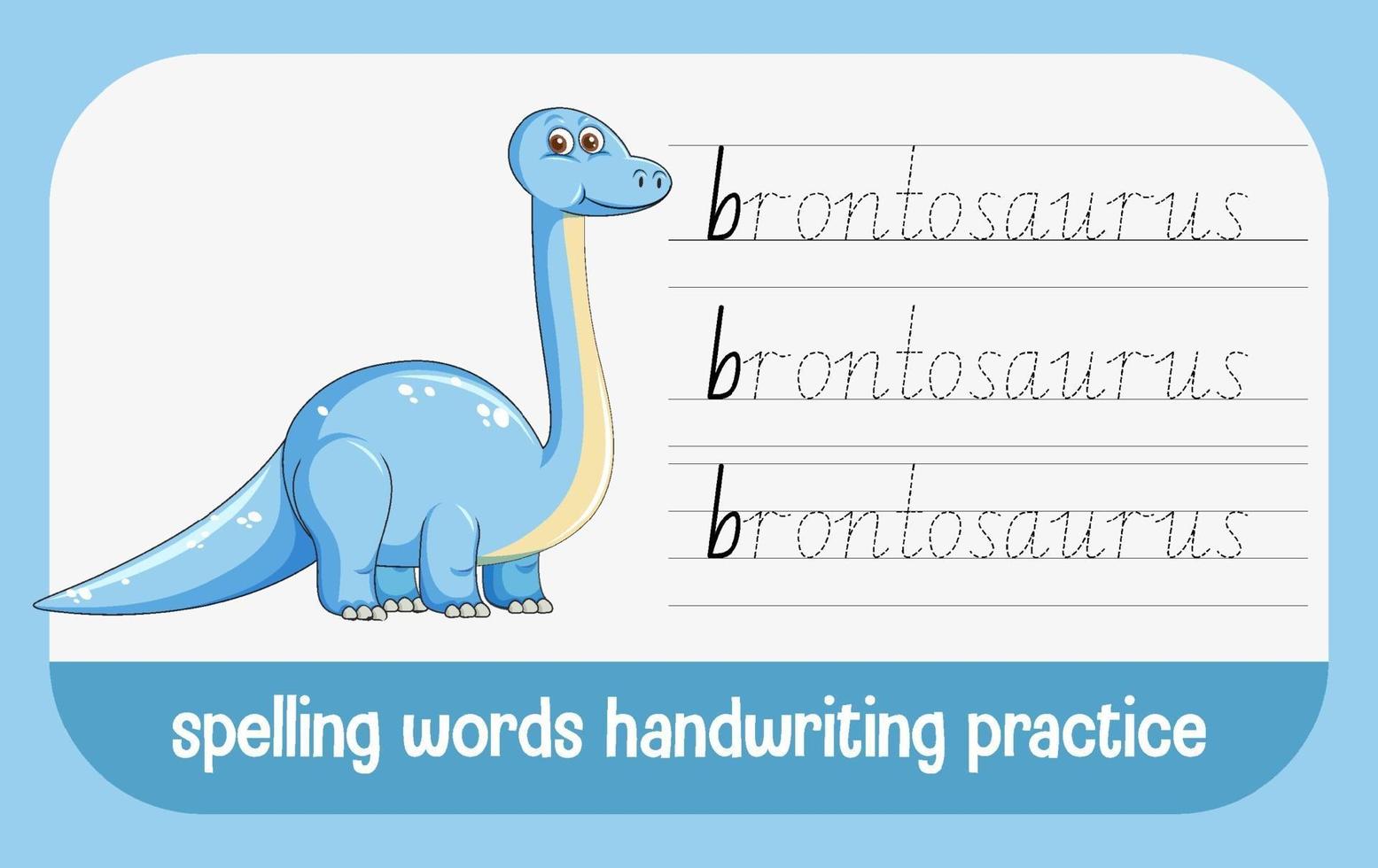 ortografia parole foglio di lavoro pratica di scrittura a mano dinosauro vettore