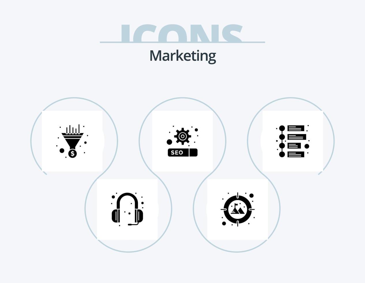 marketing glifo icona imballare 5 icona design. . marketing. imbuto. annuncio. SEO vettore