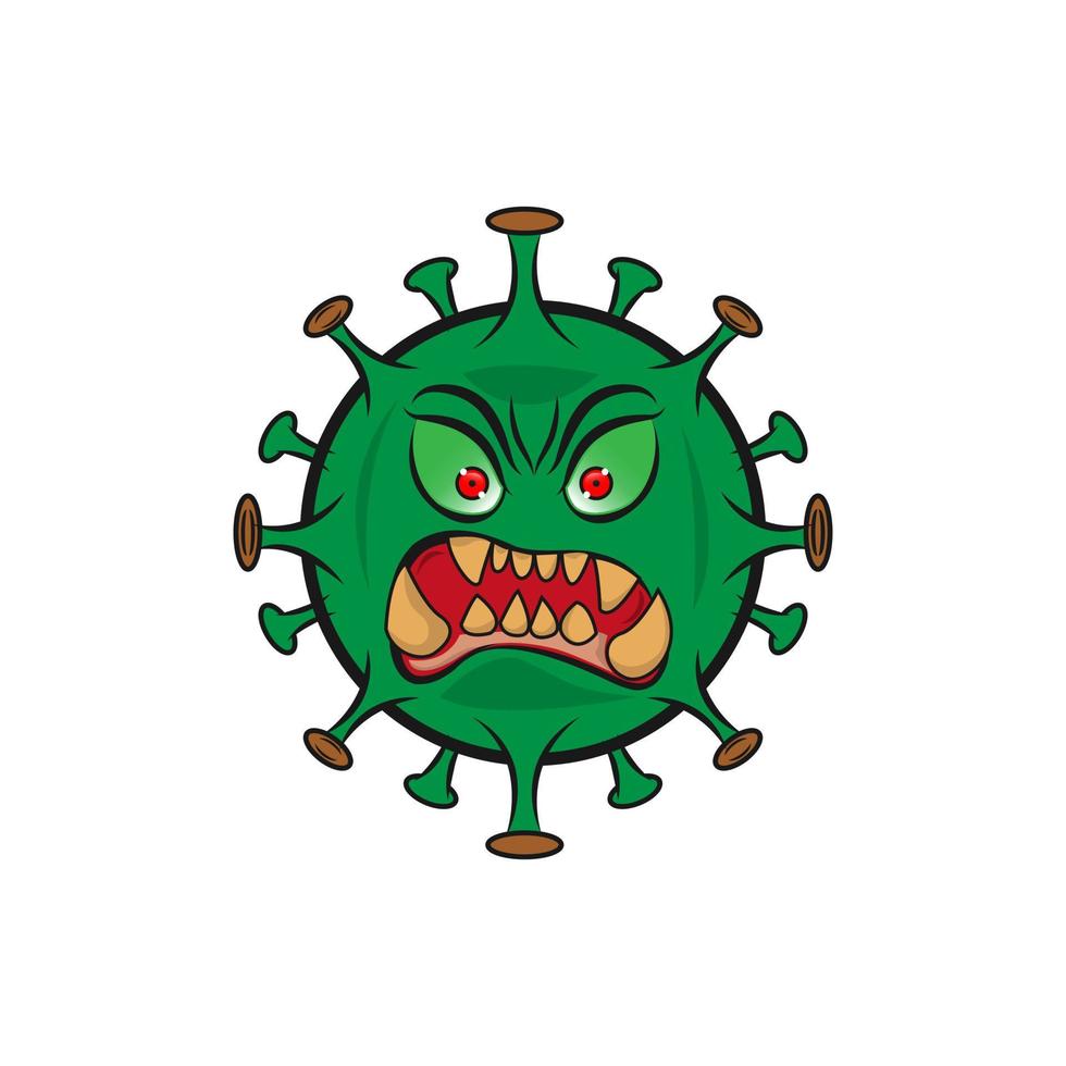 fermare virus. corona virus mostro vettore logo. personaggio design. corona virus. verde testa virus.eps 10