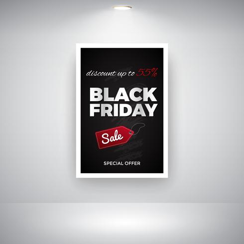 Vendita di Black Friday sulla lavagna sulla parete vettore