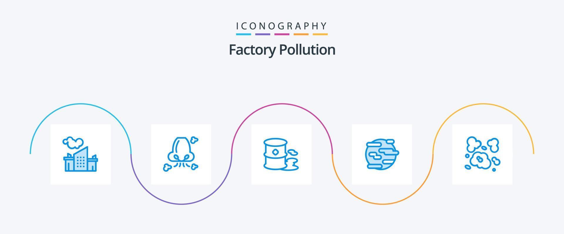 fabbrica inquinamento blu 5 icona imballare Compreso mondo. inquinamento. inquinamento. aiuto. inquinamento vettore