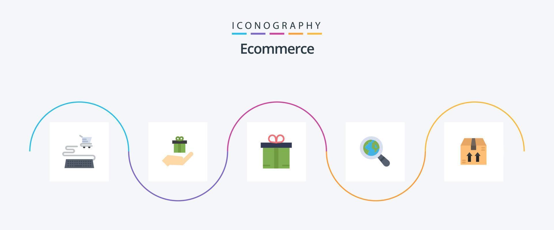 e-commerce piatto 5 icona imballare Compreso . pacchetto. e-commerce. e-commerce. ingrandimento bicchiere vettore