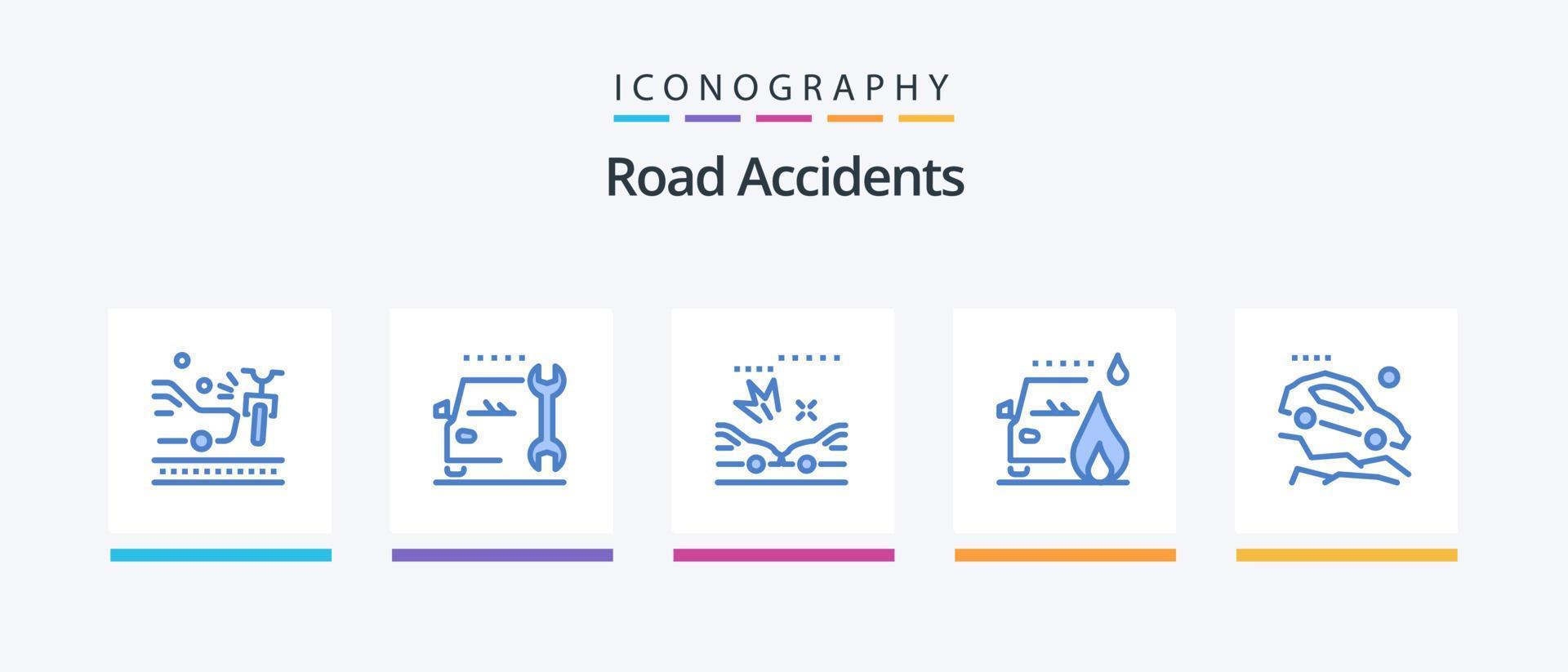 strada incidenti blu 5 icona imballare Compreso caduta fuori uso. incidente. macchina. strada. macchina. creativo icone design vettore