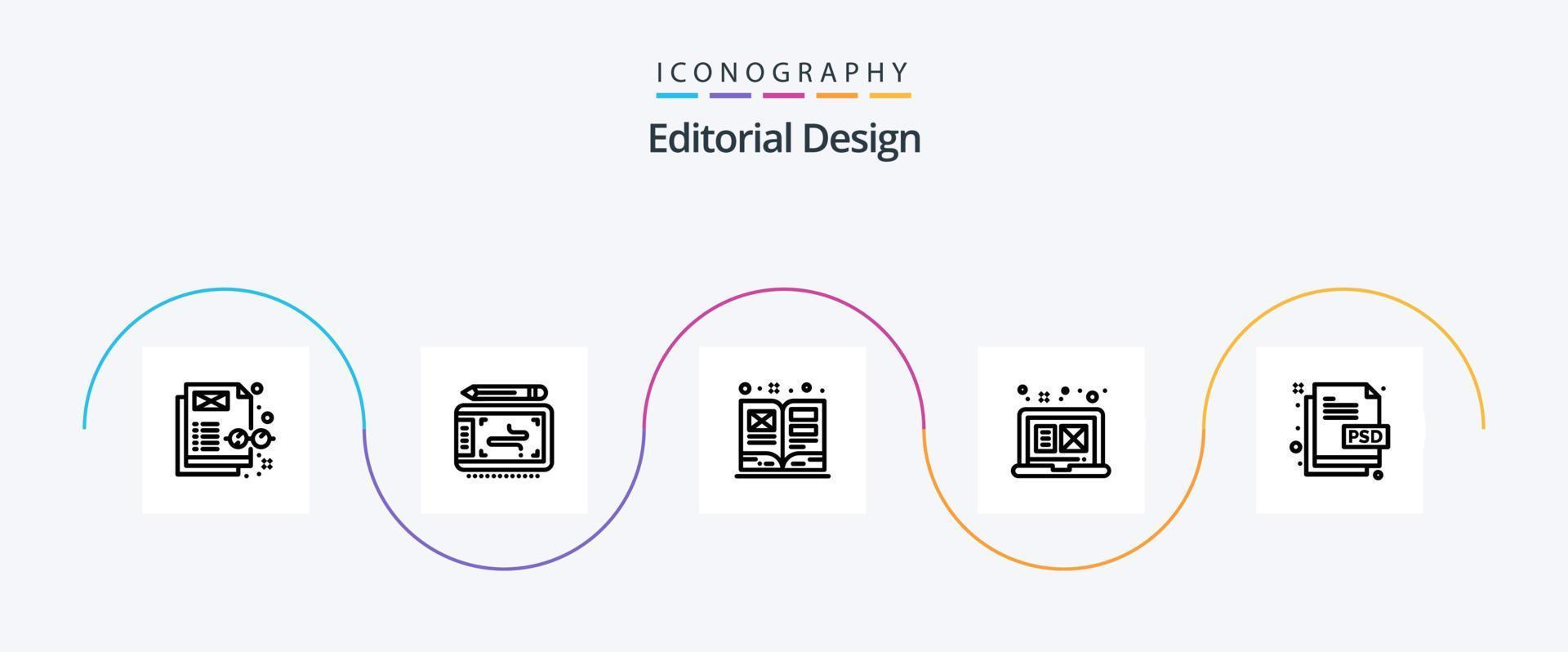 editoriale design linea 5 icona imballare Compreso documento. creativo. libro. grafico design. digitale grafico vettore