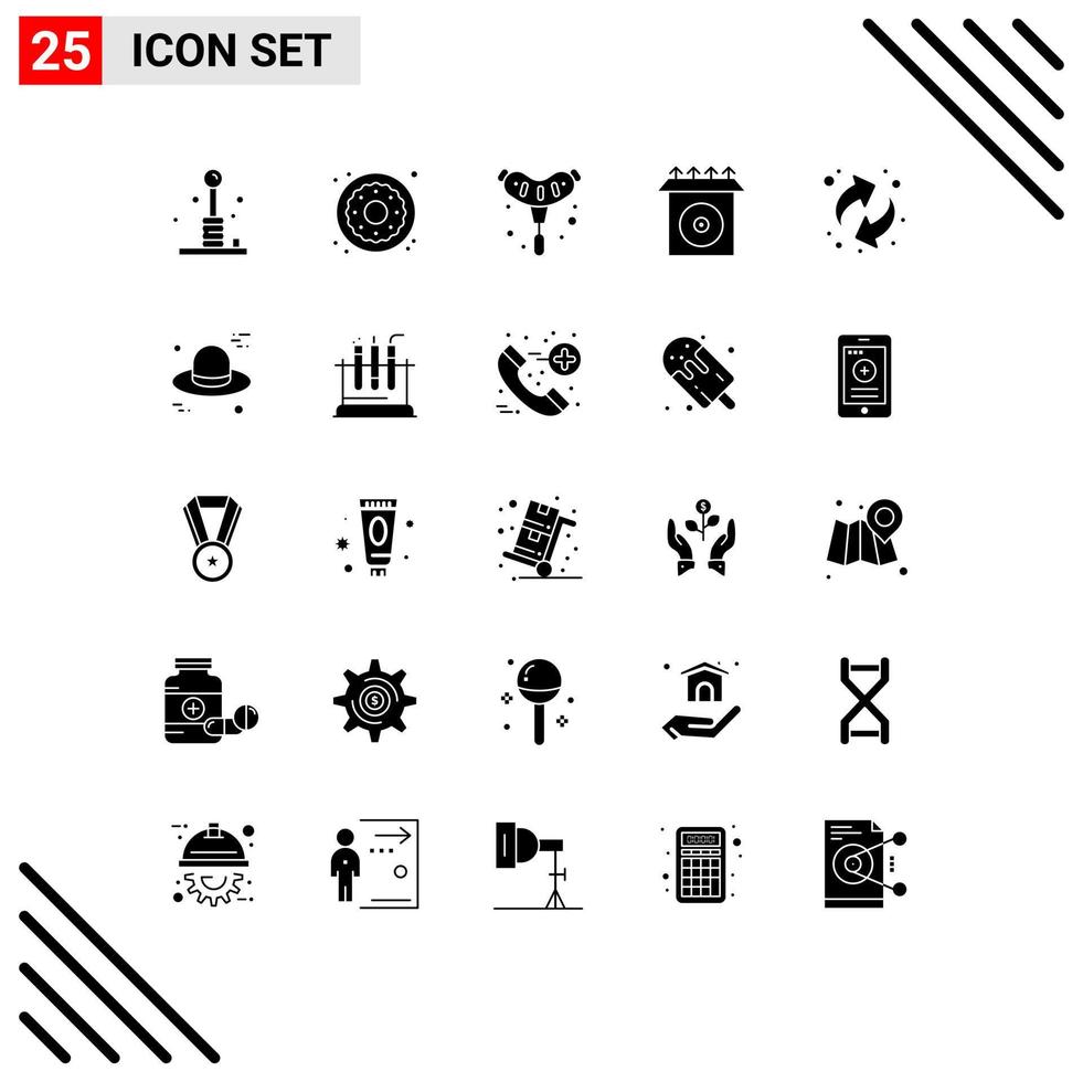 25 creativo icone moderno segni e simboli di raccolta differenziata Prodotto dolci installare salsiccia modificabile vettore design elementi