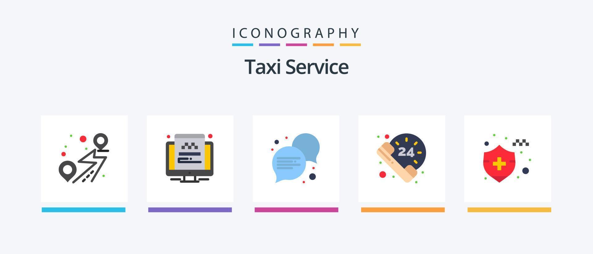Taxi servizio piatto 5 icona imballare Compreso . auto assicurazione. comunicazione. auto assicurazione. chiamata. creativo icone design vettore