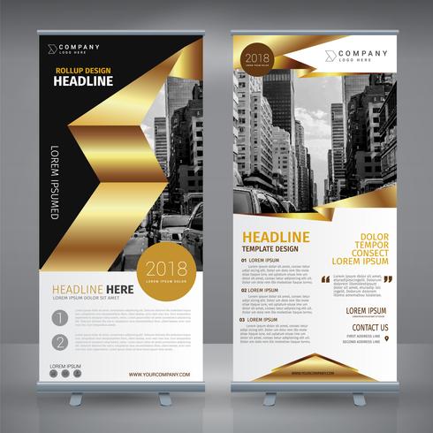 Black and Gold Roll Up Design vettore