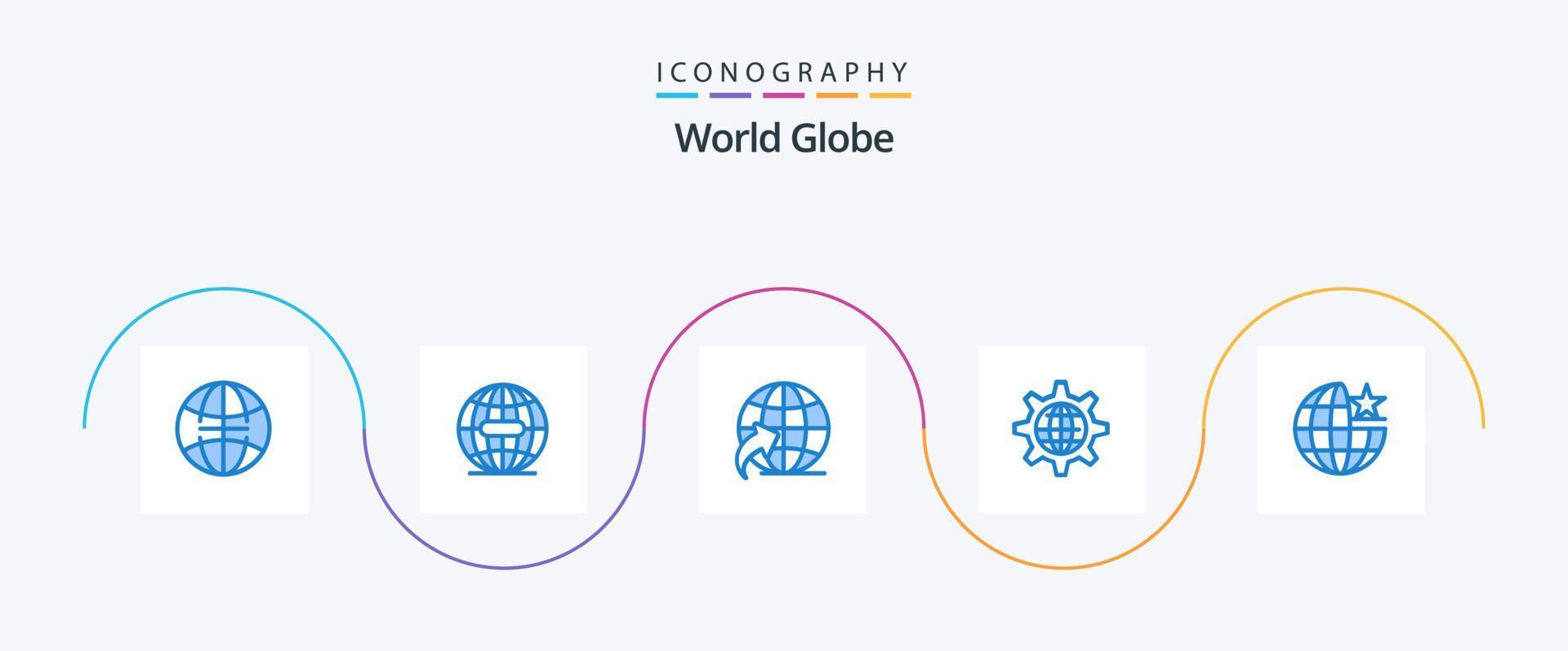 globo blu 5 icona imballare Compreso Internet. globale. globo. ambientazione. Internet vettore