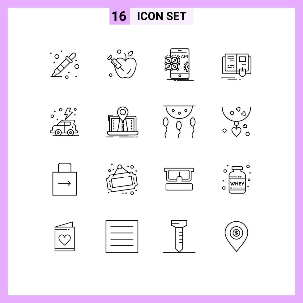 impostato di 16 moderno ui icone simboli segni per giorno topo applicazione conoscenza libro modificabile vettore design elementi