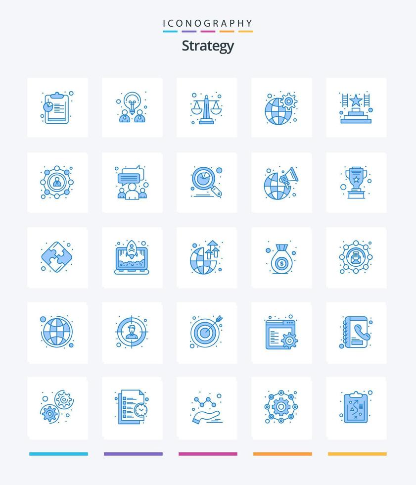 creativo strategia 25 blu icona imballare come come premio. salita. equilibrio scala. impostazioni. globale vettore